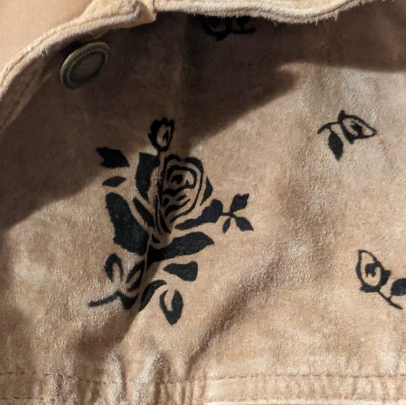 Denim & Co. Tan Suede Coat with flowers sz.2X - Picture 4 of 6